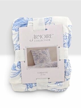 Armoire Collection EURO Blue/White Floral Sham 26x26 in ~ Coquette